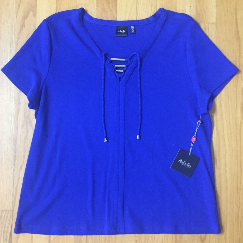 NWT Rafaella royal blue short sleeve top